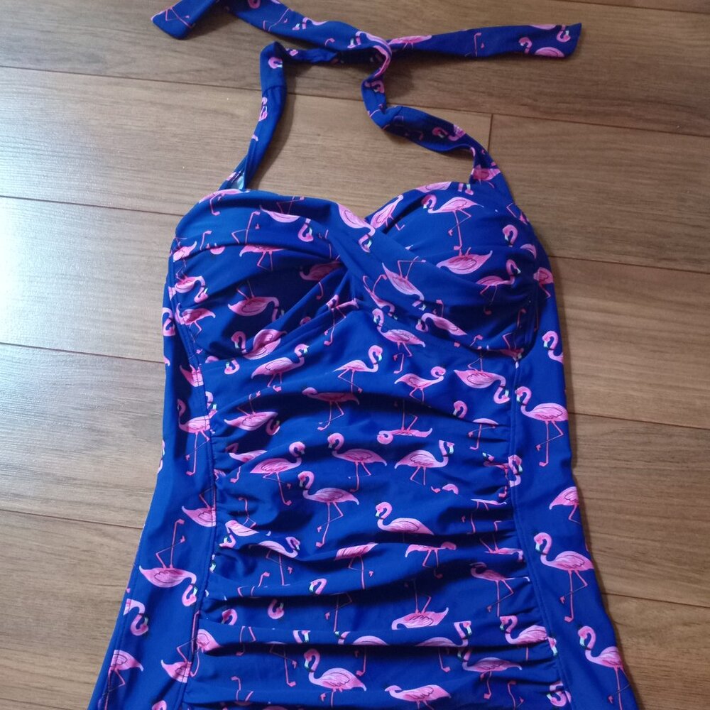 Women's Purple Flamingo print One piece Swimsuit